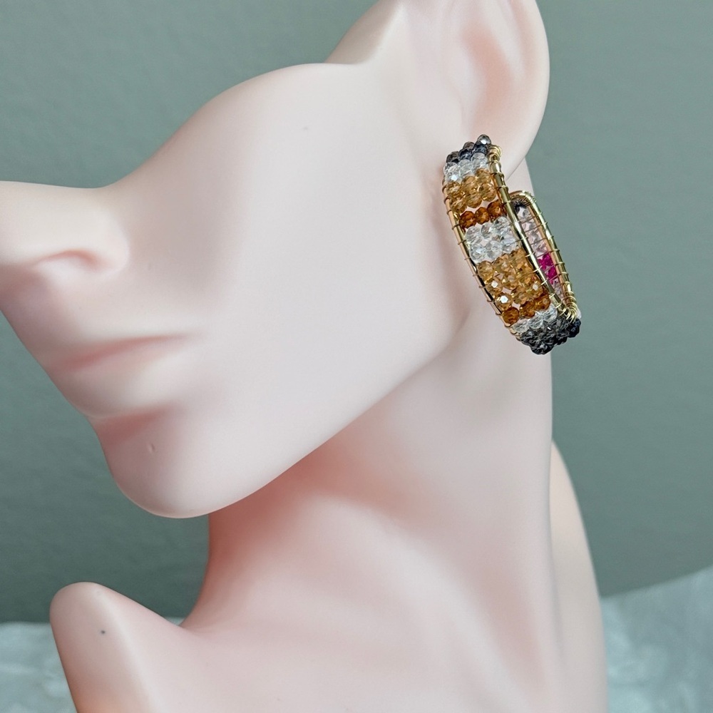⚜️ Elegant Multicolor Hoop Earrings - Picture 1 of 12